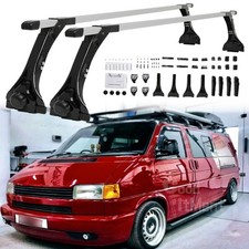 Per VW Transporter T4 Van 64" Barre Portatutto Traverse Grondaia SquareBar Argento