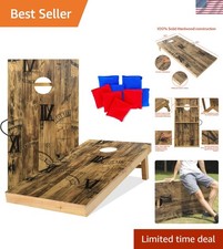 Durable Portable Cornhole Toss Game - Wood Construction  Water-Resistant Boards