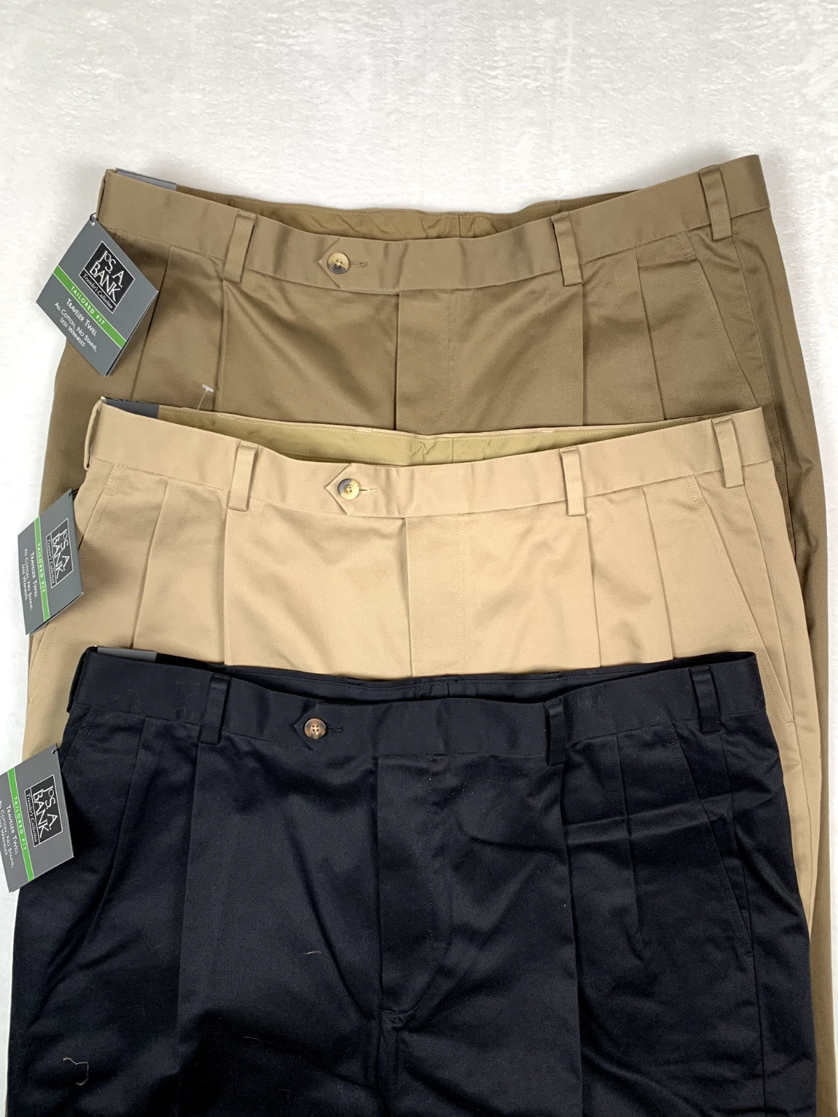 Jos A Bank Traveler Twill Pants Mens 40x30 Tailored Fit Pleated Dress Slacks NWT
