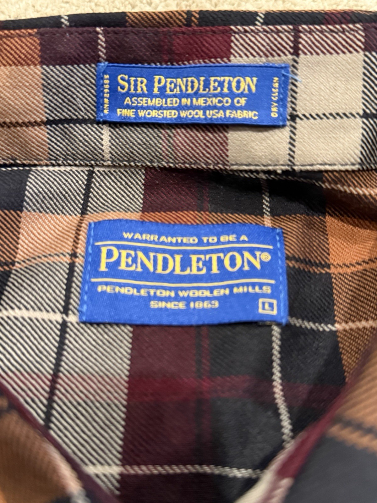 Pendleton Sir Pendleton Wool Shirt Large - image 3