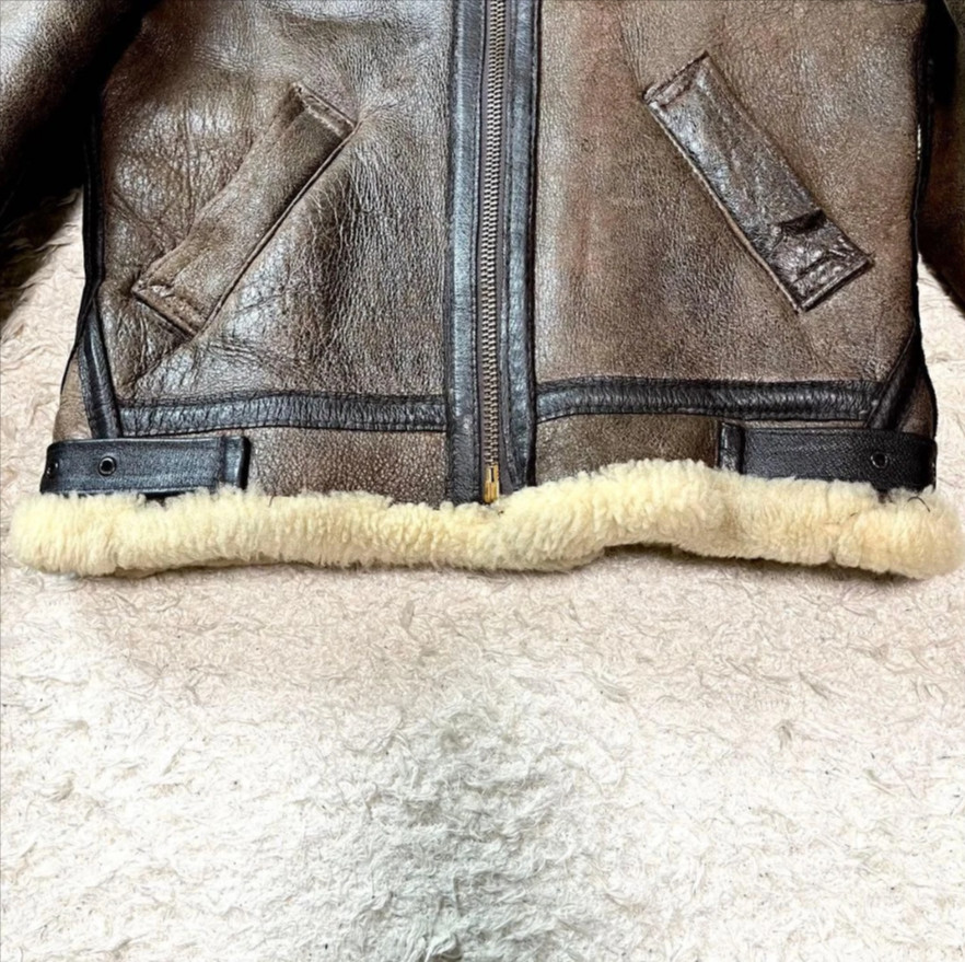 Schott Type B-3 Real Mouton Bomber Lamb Leather Flight Jacket Brown image 5