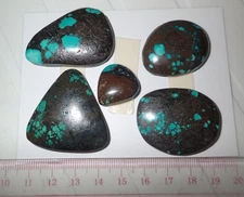 Turquoise Stone Flat Free Form Cabochon 228 Carat 5 pieces 45.6 gram