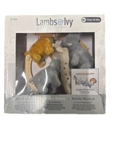 Lambs Ivy Jungle Adventure Elephant/Lion Musical Baby Crib Mobile Soother Toy