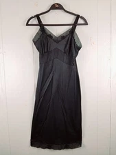 Vintage Carol Brent Slip Dress Womens Medium Sheer Mesh Floral Trim 1950s 60s