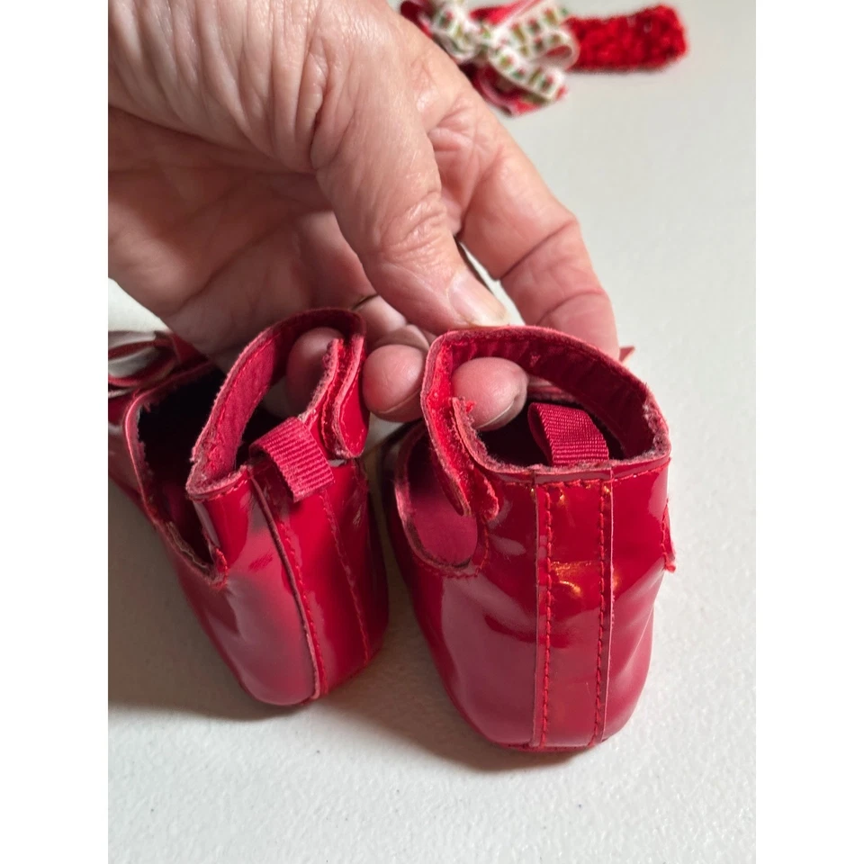 Conjunto Gymboree con Lazo de Cuero Rojo Bebé Niñas Zapatos Talla 6-12 Meses y Diadema Foto 3 de 4
