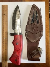 Damascus Hunting Knife Custom HandMade - Hand Forged Damascus Steel Blade 2669