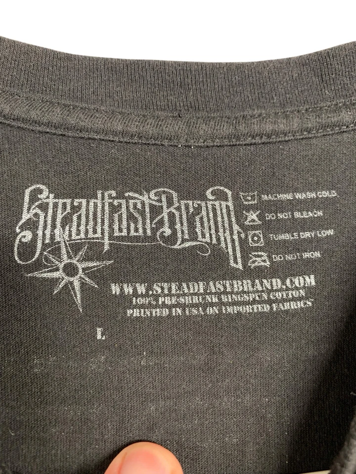 Steadfast Brand T-Shirt Mens Size L Black Giant Double Sided Graphic All Cotton - Image 2 of 4