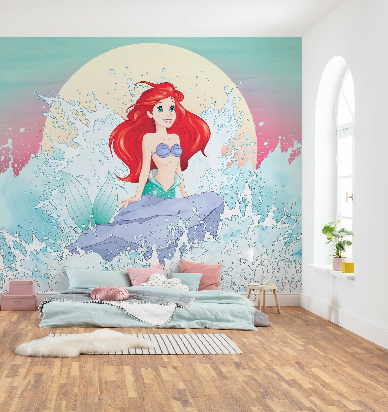 Mural De Papel Tapiz Para Niñas 118x110 Pulgadas Photomural Disney Ariel Sirena
