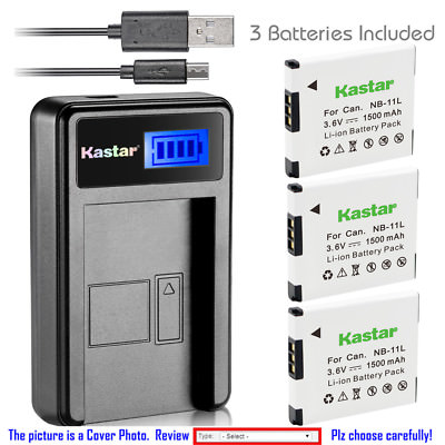 Kastar Battery LCD Charger for Canon NB-11L NB-11LH & Canon IXUS 175 IXUS 177