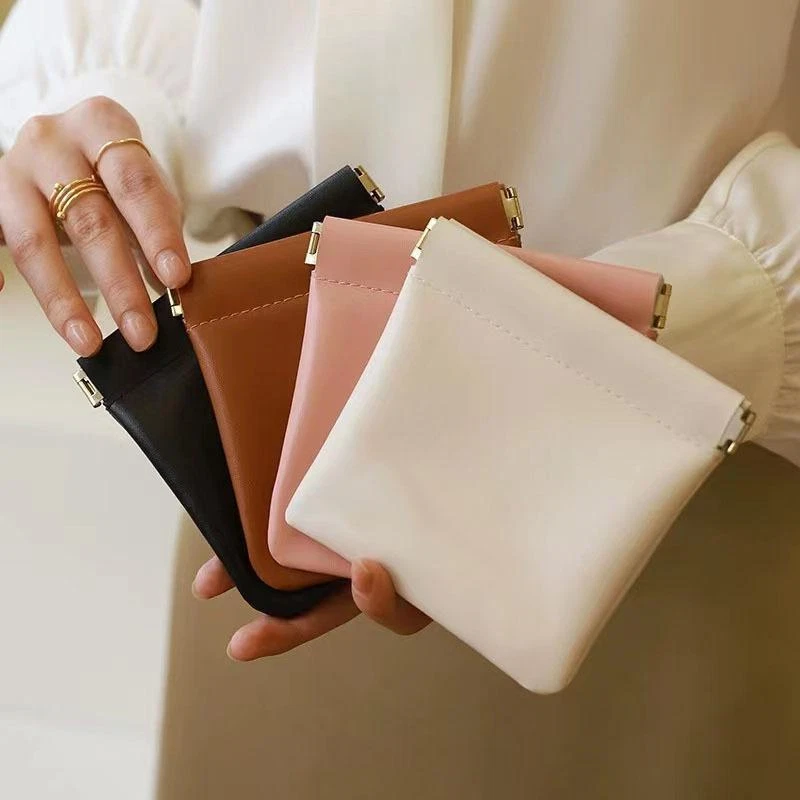 Pu Leather Simple Mini Makeup Storage Bag Women Square Small Cosmetic Pouch Port - Picture 1 of 32