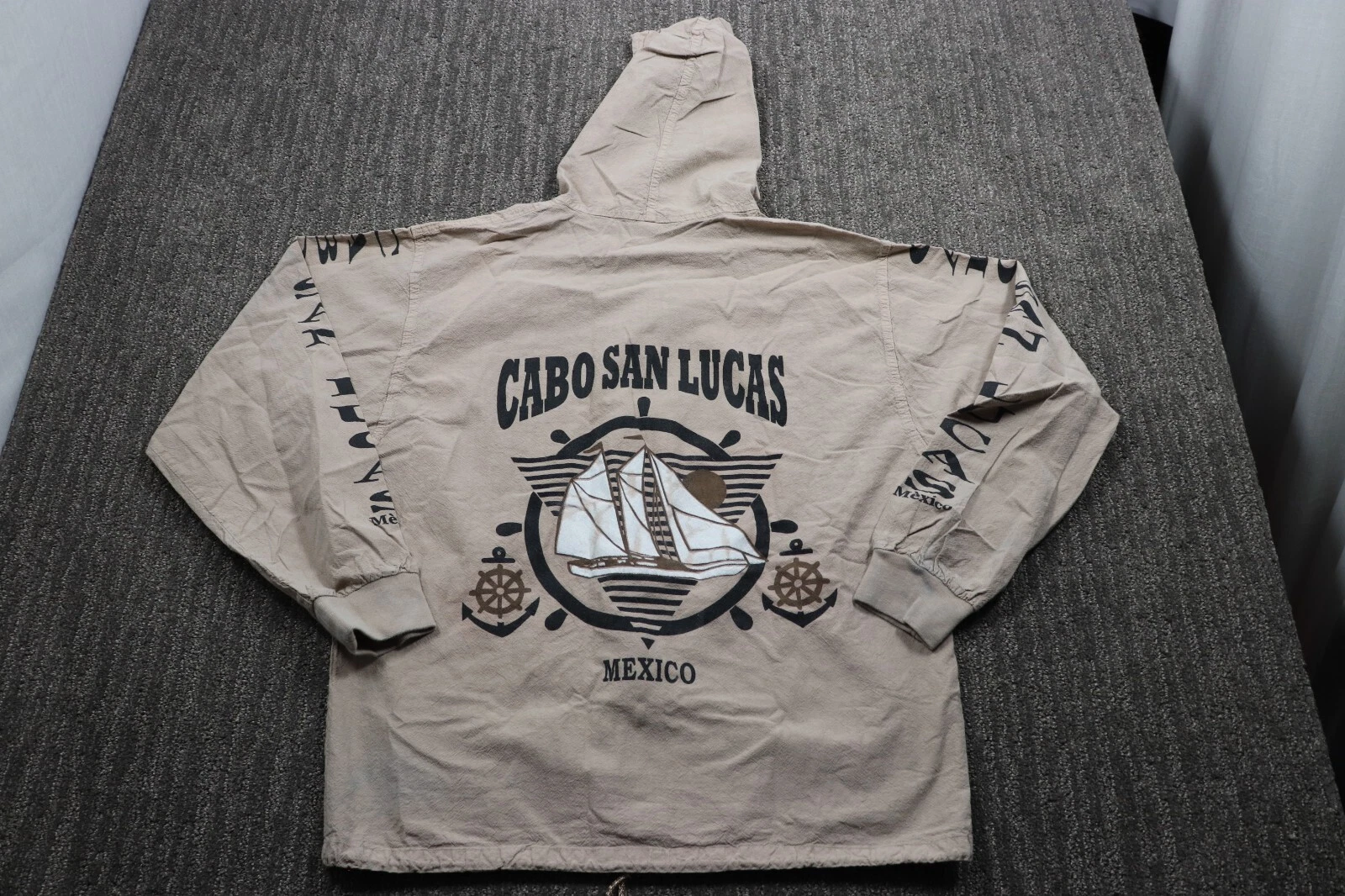 Vintage Cabo Mexico Full Zip Hoodie Lightweight Pockets Outdoor Adult 38