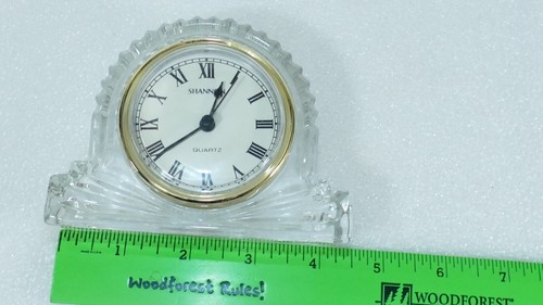 Shannon Lead Crystal Designs of Ireland 24% Mantel Clock RUNS BACKWARDS / Parts - 第 11/13 張圖片