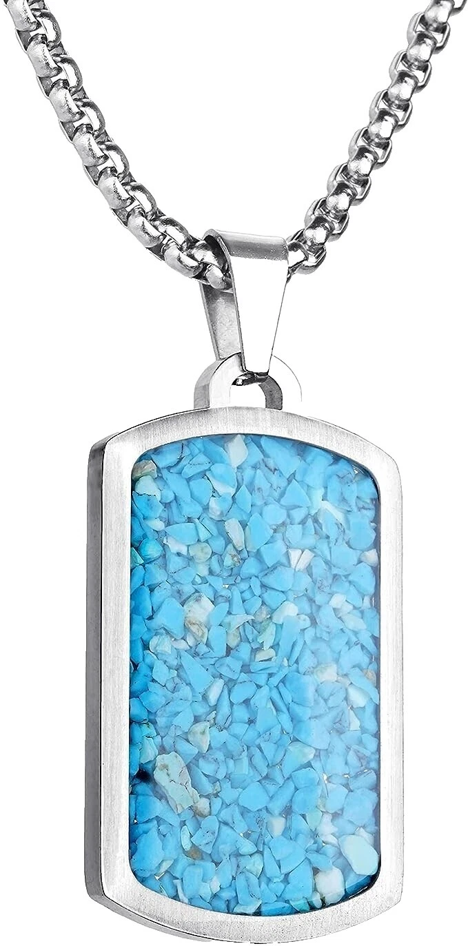 Joyería de moda de piedra turquesa de acero inoxidable