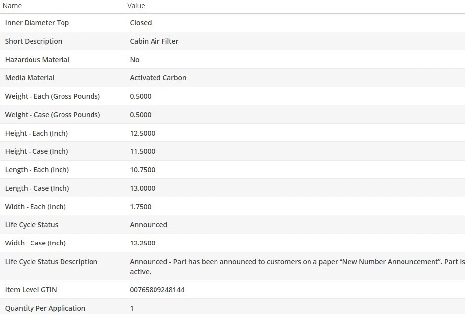 Filtro de aire de cabina WIX para Chevrolet Avalanche 2500 2003-2005 V8-8,1 L Foto 4 de 4