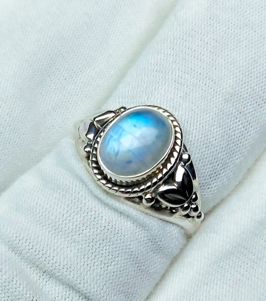 925 Sterling Silver Ring Rainbow Moonstone Ring Handmade Ring Fine Jewelry R42 - Image 3 of 4