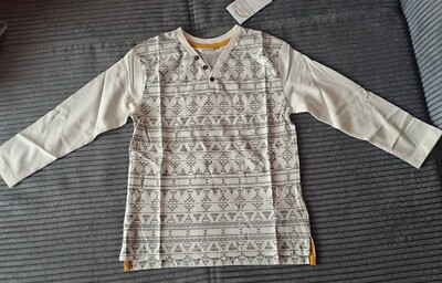 NEU LA-Shirt Langarmshirt Junge Kind 110-116 6 Jahre Weiß Grau Vertbaudet