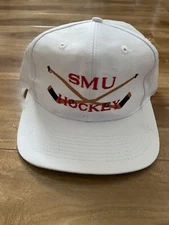 Vintage SMU Mustangs Hockey Hat Cap Snap Back White Red The Game