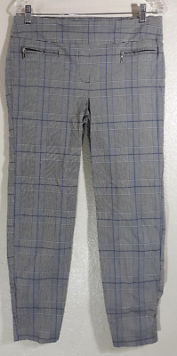 Soho Apparel Ltd Pants Womens Large Gray Plaid Ankle Pull On Mid Rise 28'' Inseam