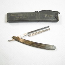 Antique Alwin Straight Razor Ontario Cutlery Co. Geneva NY with Pony Coffin Box