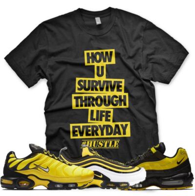 New Hustle T Shirt for N Air Max Plus 97 95 Frequency Pack Black Yellow
