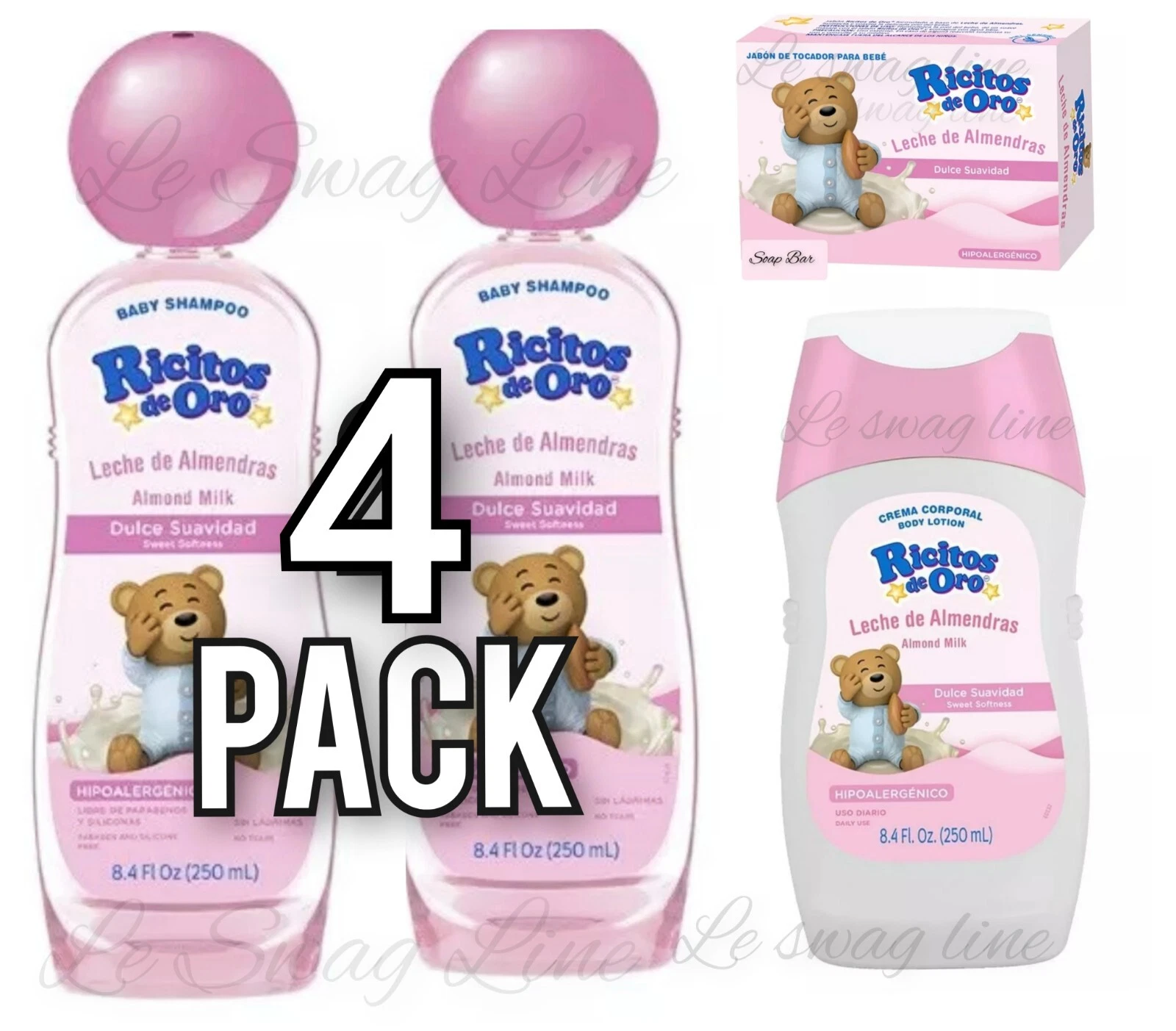 4 Pack Ricitos de Oro Shampoo + Jabón + Crema | Leche de Almendras Baby Girl
Opens in a new window o