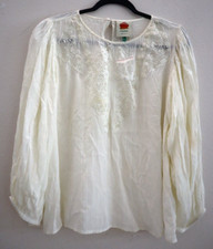 Farm Rio x Anthropologie Women's Sz Medium Ivory/Cream Lace Inset Blouse $225