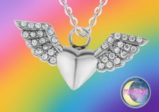 New Angel Heart Crystal Urn Keepsake Ash Cremation Memorial Necklace
