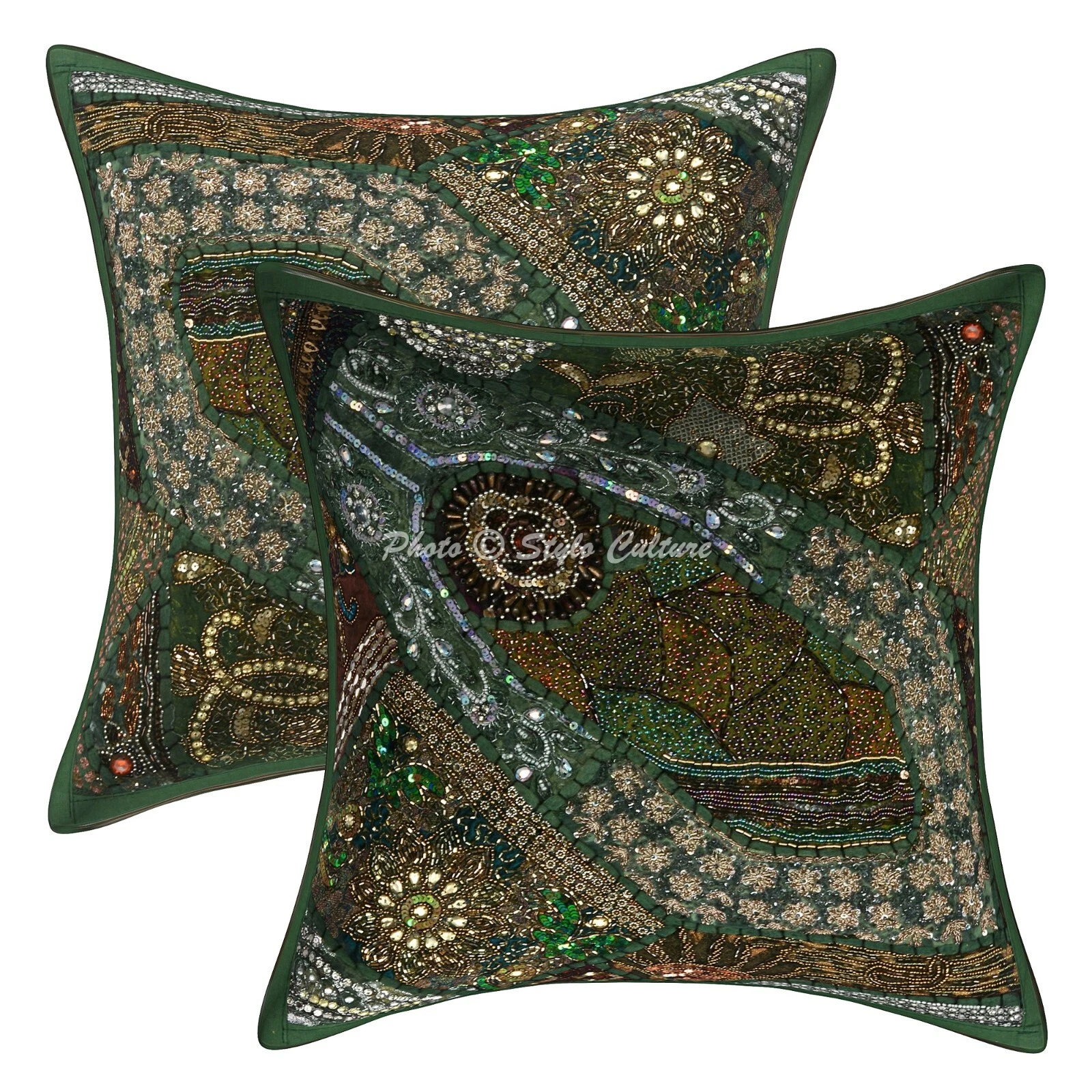 Decorative Home Decor 16 x 16 in Boho Cushion Cover Beaded Bohemian Pillow Case