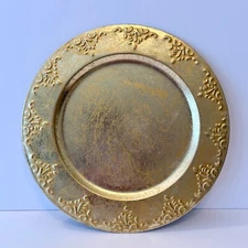 1PC Unbranded Gold-Colored Distressed Embossed Metal 12.5" Charger Plate