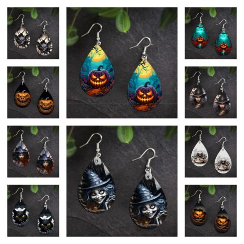 Halloween Ohrringe gruselig Kürbis Geschenkidee hängen Träne gruselig Hexenschläger - Bild 1 von 11