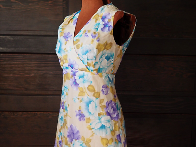 VTG 60s 70s Darina Hawaii Blue Mod Chiffon Formal Open Back Gown Dress Sz  S/M | eBay