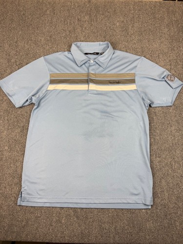 Camisa polo de golf Travis Matthew para hombre talla grande azul bloques de colores rendimiento a rayas - Imagen 2 de 7