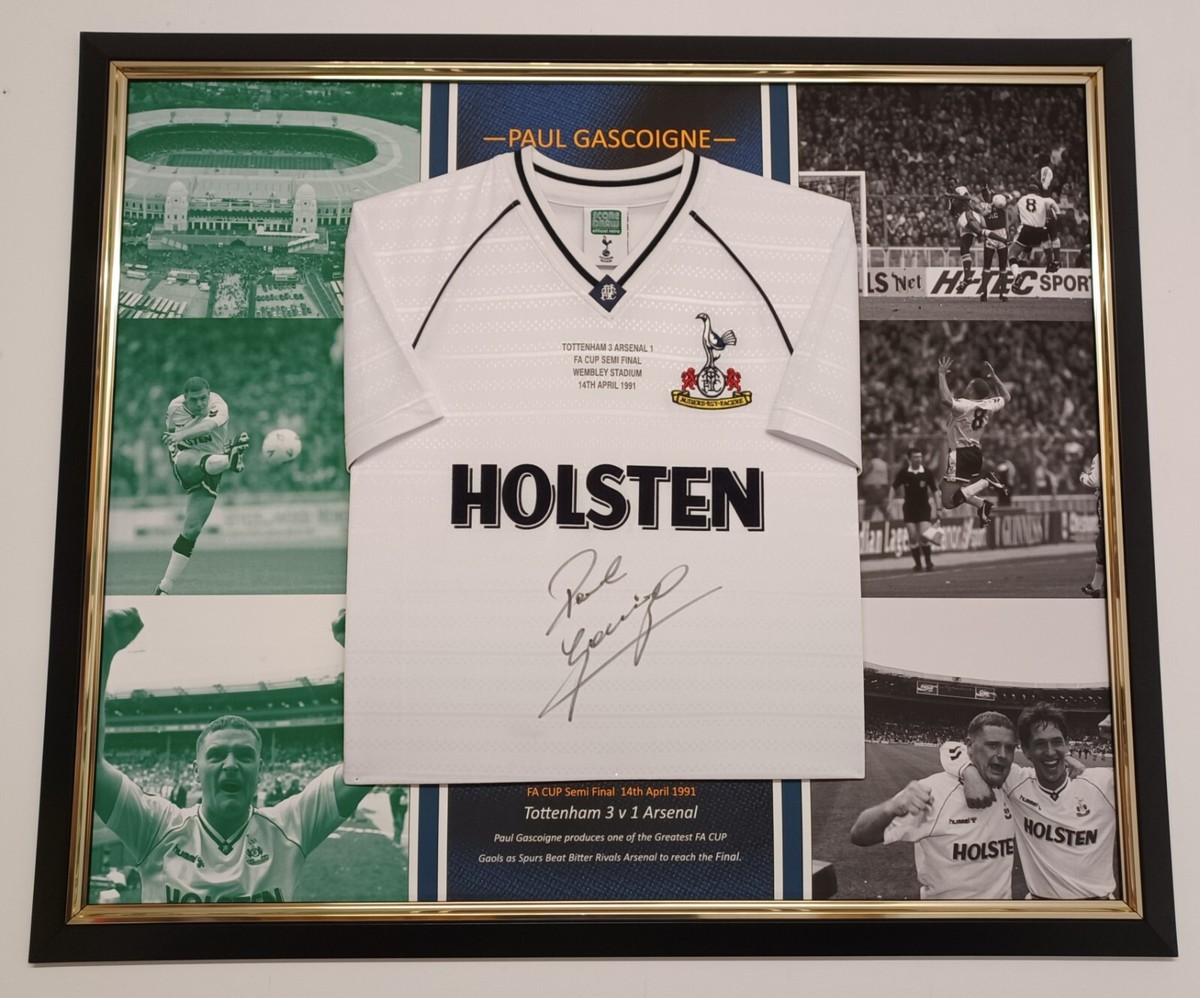 FRAMED Paul Gascoigne of Tottenham Signed SHIRT Autograph Jersey