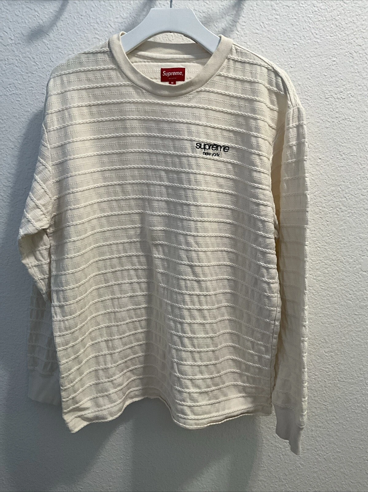 Sweat léger crème manches longues tressé texturé Supreme taille M
