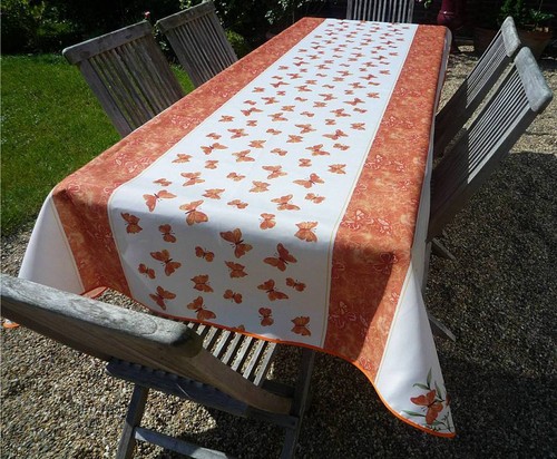 Nappe Provence 150x350 CM Terracotta Blanc France Fer Facile à Nettoyer - Picture 7 of 9