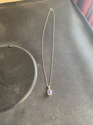 Tanzanite White Gold Pendant Neckles Pre Owned - Picture 18 of 24