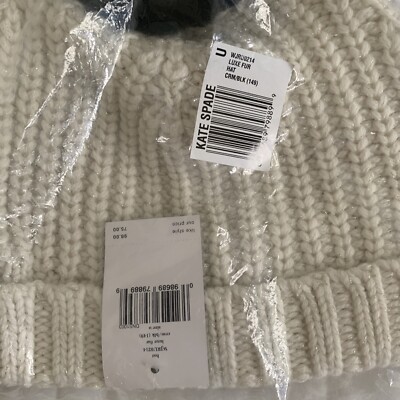 BRAND NEW PKG KATE SPADE 2015 LUXE FUR HAT SPARKLE CREAM  display picture 2