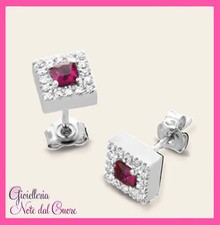 ORECCHINI ORO BIANCO 18K CON VERI RUBINI E DIAMANTI NATURALI E VVS 0.62 CARATI