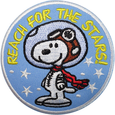 Snoopy Patch Astronaut Space Hund Sterne bestickt Abzeichen Eisen Nähen Kleidung Tasche