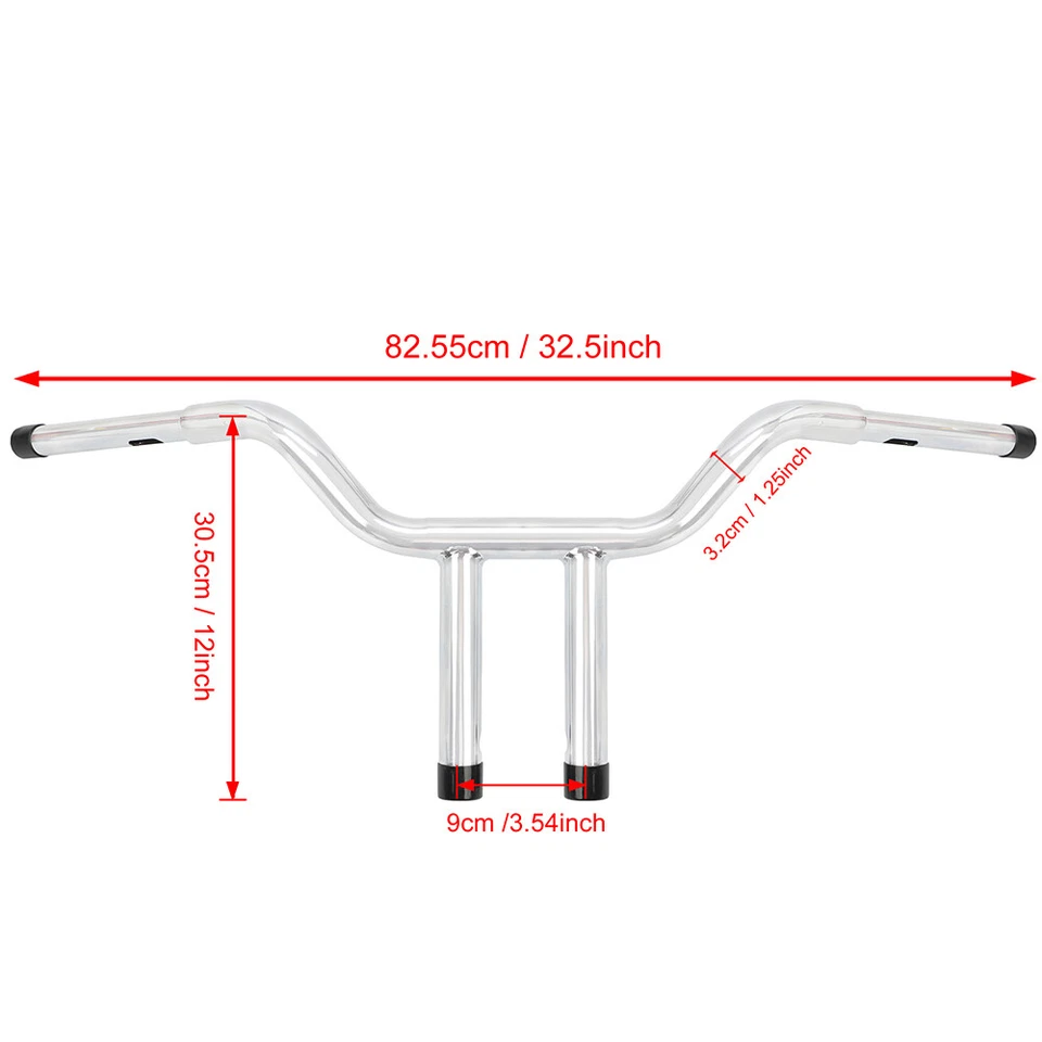 Barra en T cromada de 12" de elevación de 1,25" para Harley Softail Deluxe 2018-up Foto 2 de 4