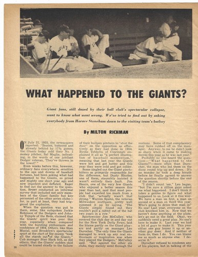 Was geschah mit den Riesen? - Baseball Sport Magazin 1955 Artikel - Bild 1 von 2