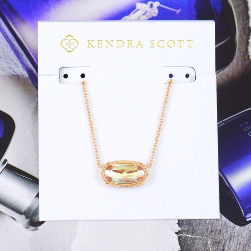 CLEARANCE Kendra Scott Elisa Lemmi Blush Dichroic Necklace Earring Rose Gold SET - Picture 2 of 5