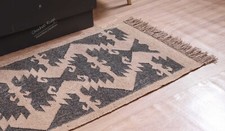 Alfombra de yute de lana tejida a mano india natural, alfombra Kilim de yute de lana para decoración de vida