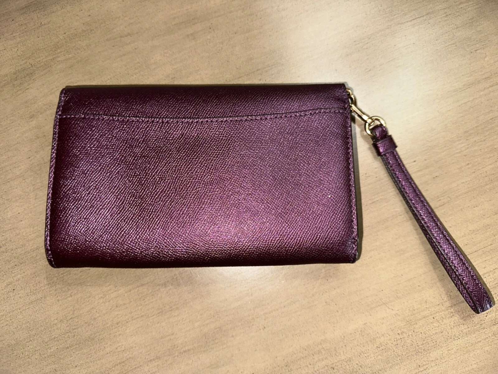 COACH Crossgrain Pelle Catena Tracolla Pochette Polso Met. Lampone F22828