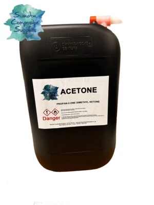 SWINDON COMPOSITE SUPPLIES Acetone Pure 25 Litre -Nail Polish Remover -Easy Pour Drum Tap-With VAT receipt