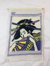 Finished needlepoint tapestry Japanese geisha Rough 9  x12  