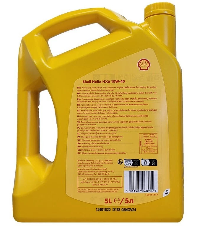 Shell Helix HX6 10W- 40,10W40  2x5 Liter Motorenöl, MB 229.3, VW 505 00 - Bild 2 von 3