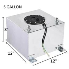 5 GALLON FUEL CELL GAS TANK DRIFT/POLISHED ALUMINUM RACING/STREET & LEVEL SENDER