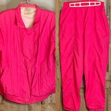 Vtg Westside Connection Nylon Pink L Windbreaker Track Suit Jacket Pants Women