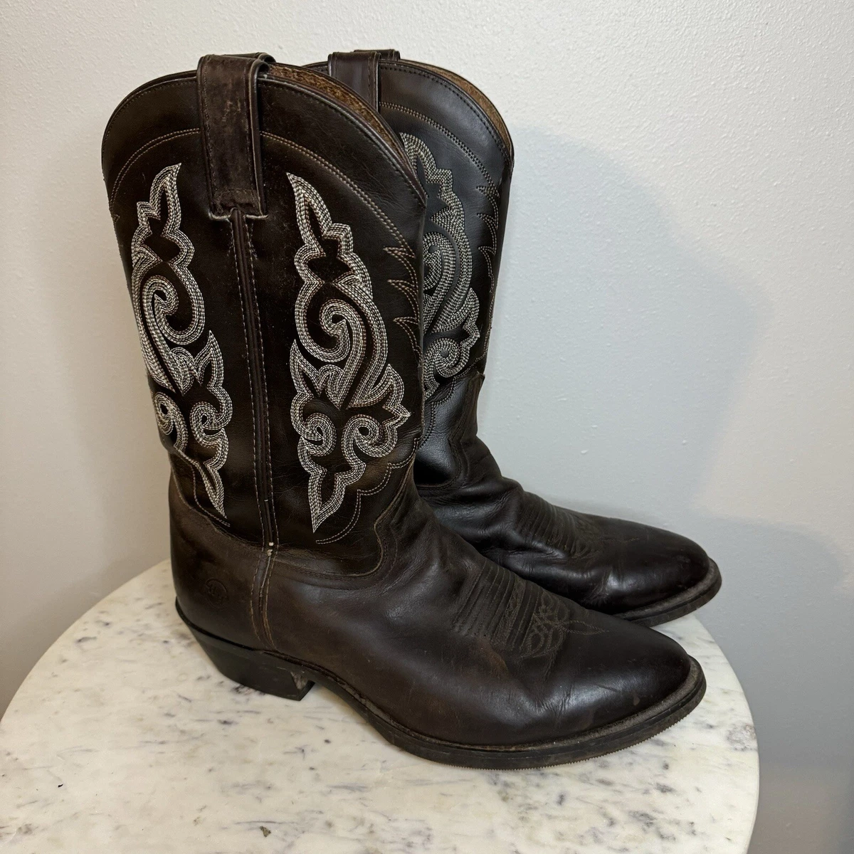 DOUBLE H WESTERN Zipper Black Leather Cowboy Work Rodeo BOOTS Mens Sz 10.5 EE Rock main image 3